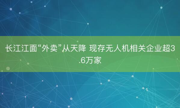 长江江面“外卖”从天降 现存无人机相关企业超3.6万家