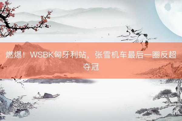 燃爆！WSBK匈牙利站，张雪机车最后一圈反超夺冠
