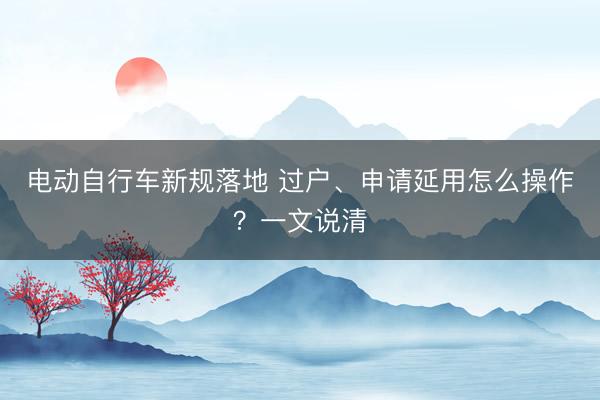 电动自行车新规落地 过户、申请延用怎么操作？一文说清