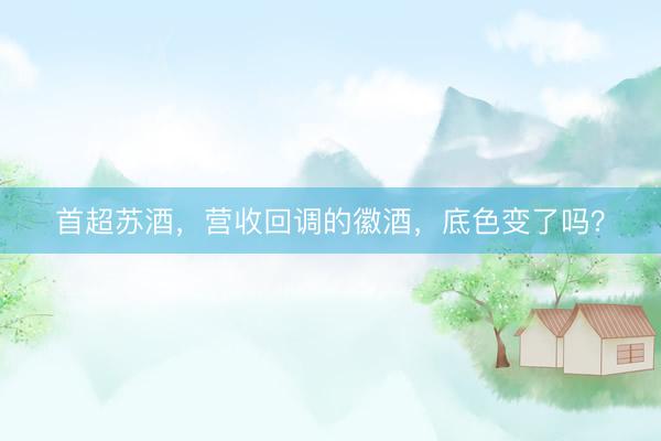 首超苏酒，营收回调的徽酒，底色变了吗？