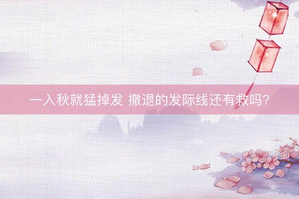 一入秋就猛掉发 撤退的发际线还有救吗？