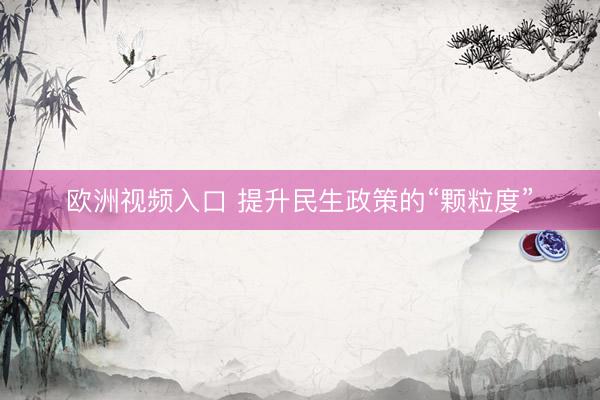 欧洲视频入口 提升民生政策的“颗粒度”