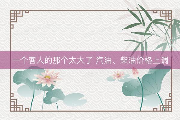 一个客人的那个太大了 汽油、柴油价格上调