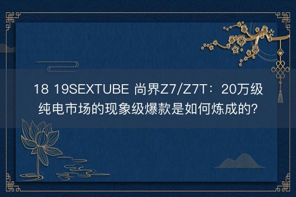 18 19SEXTUBE 尚界Z7/Z7T：20万级纯电市场的现象级爆款是如何炼成的？