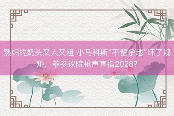 熟妇的奶头又大又粗 小马科斯“不留余地”坏了规矩，菲参议院枪声直指2028？