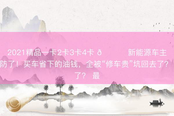 2021精品一卡2卡3卡4卡 🚗 新能源车主破防了！买车省下的油钱，全被“修车贵”坑回去了？ 最