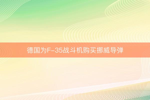 德国为F-35战斗机购买挪威导弹