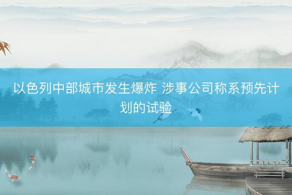 以色列中部城市发生爆炸 涉事公司称系预先计划的试验