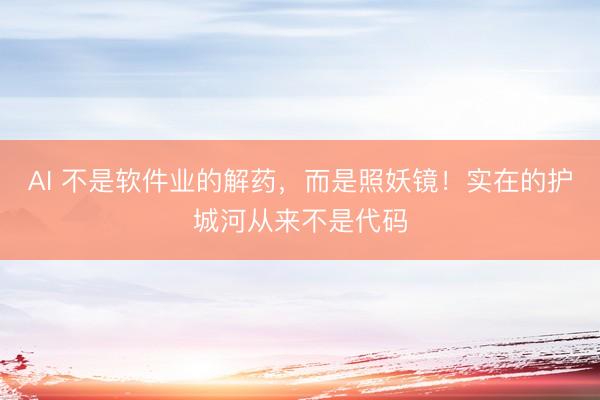 AI 不是软件业的解药,而是照妖镜!实在的护城河从来不是代码