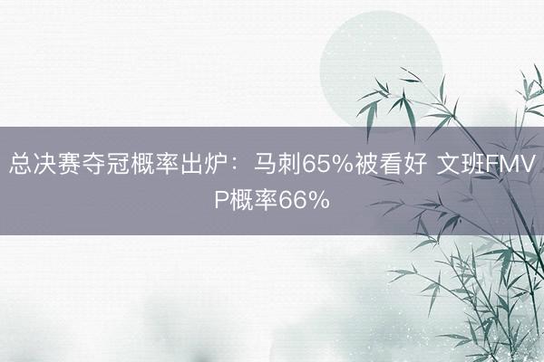 总决赛夺冠概率出炉：马刺65%被看好 文班FMVP概率66%