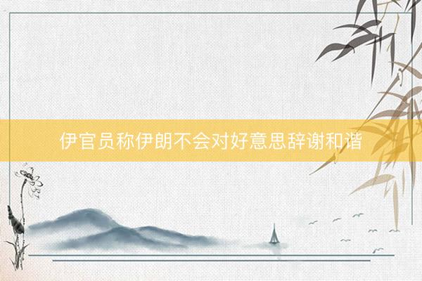 伊官员称伊朗不会对好意思辞谢和谐