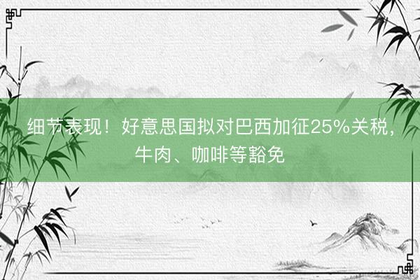 细节表现！好意思国拟对巴西加征25%关税，牛肉、咖啡等豁免