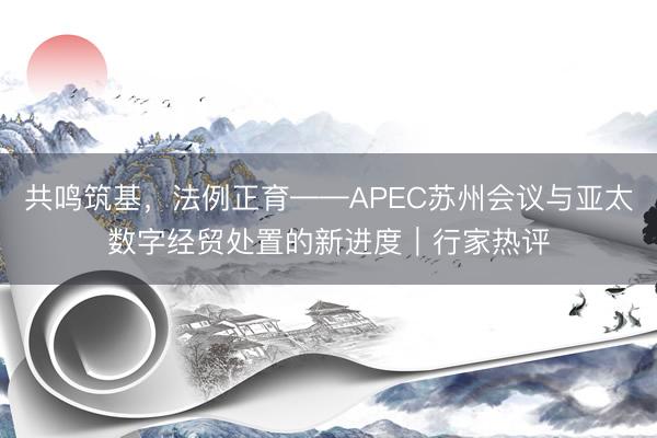 共鸣筑基，法例正育——APEC苏州会议与亚太数字经贸处置的新进度｜行家热评