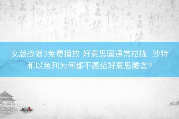 女版战狼3免费播放 好意思国通常拉拢  沙特和以色列为何都不愿给好意思瞻念？