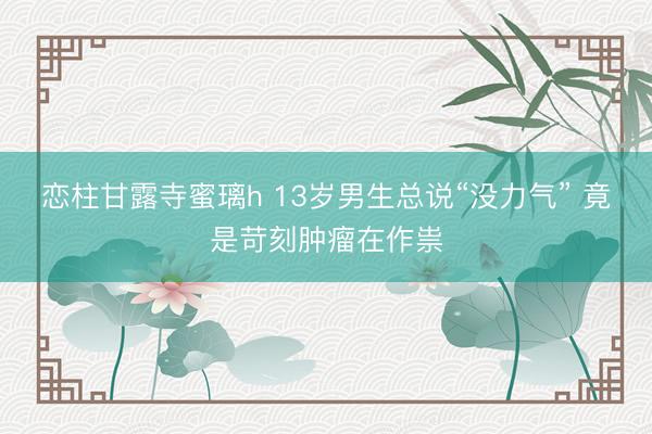 恋柱甘露寺蜜璃h 13岁男生总说“没力气” 竟是苛刻肿瘤在作祟