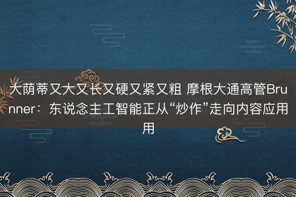 大荫蒂又大又长又硬又紧又粗 摩根大通高管Brunner：东说念主工智能正从“炒作”走向内容应用