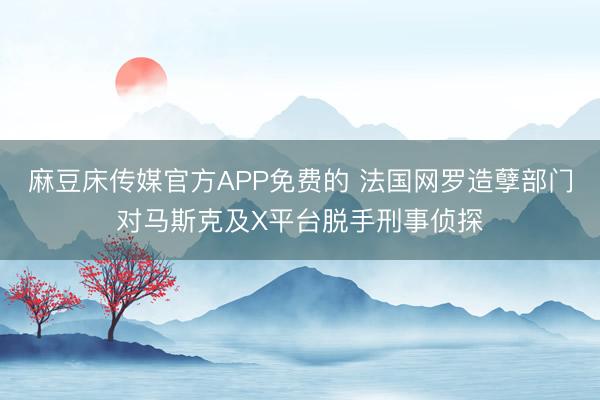 麻豆床传媒官方APP免费的 法国网罗造孽部门对马斯克及X平台脱手刑事侦探