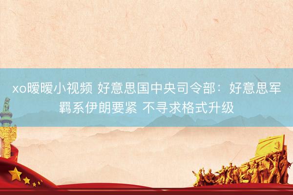 xo暧暧小视频 好意思国中央司令部：好意思军羁系伊朗要紧 不寻求格式升级