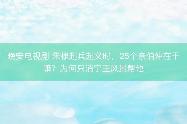 晚安电视剧 朱棣起兵起义时,25个亲伯仲在干嘛?为何只消宁王风景帮他