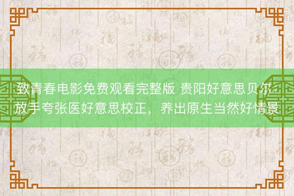 致青春电影免费观看完整版 贵阳好意思贝尔:放手夸张医好意思校正,养出原生当然好情景