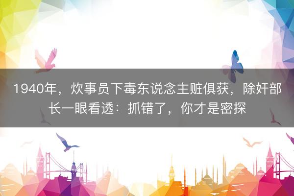 1940年,炊事员下毒东说念主赃俱获,除奸部长一眼看透:抓错了,你才是密探