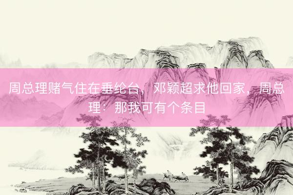周总理赌气住在垂纶台,邓颖超求他回家,周总理:那我可有个条目