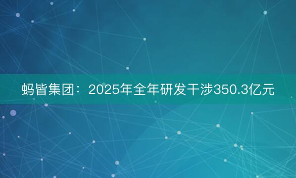 蚂皆集团：2025年全年研发干涉350.3亿元