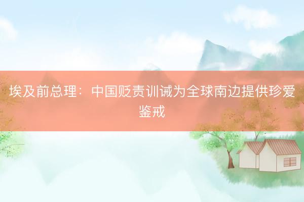 埃及前总理:中国贬责训诫为全球南边提供珍爱鉴戒