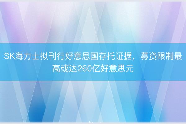 SK海力士拟刊行好意思国存托证据，募资限制最高或达260亿好意思元